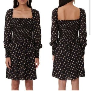 Maje Rithik Smocked Dress Viscose Long Sleeve